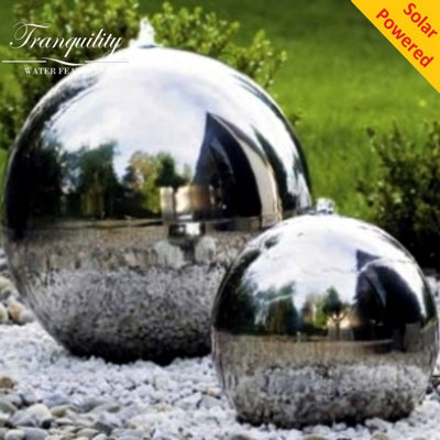 100cm Stainless Steel Sphere Modern Metal Solar Water Feature