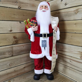 100cm Standing Indoor Santa Claus / Father Christmas with List Plush Decoration