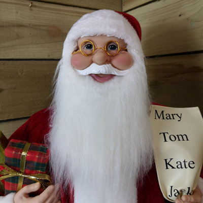 100cm Standing Indoor Santa Claus / Father Christmas with List Plush Decoration