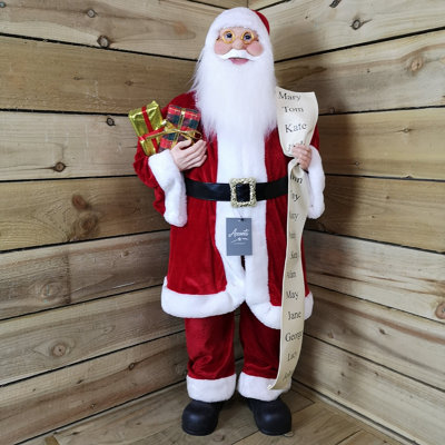 100cm Standing Indoor Santa Claus / Father Christmas with List Plush Decoration - 7