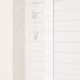100cm Ultra White Faux Wood Venetian With Tapes 130cm Drop