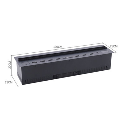 100cm W x 25cm D x 20cm H Electric 3D Water Vapour Fireplace 7 Flame Colours - 7