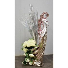 100Cm White Silver Rose Gold Drag Lady Queen Posing Sculpture Vase Rose Gold O096