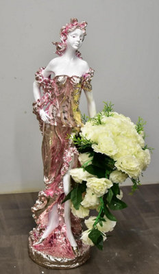 100Cm White Silver Rose Gold Drag Lady Queen Posing Sculpture Vase Rose Gold O098