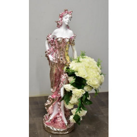 100Cm White Silver Rose Gold Drag Lady Queen Posing Sculpture Vase Rose Gold O098
