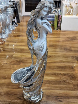 100Cm White Silver Rose Gold Drag Lady Queen Posing Sculpture Vase Silver O095