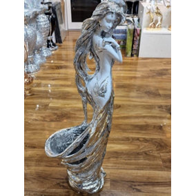 100Cm White Silver Rose Gold Drag Lady Queen Posing Sculpture Vase Silver O095