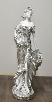 100Cm White Silver Rose Gold Drag Lady Queen Posing Sculpture Vase Silver O097