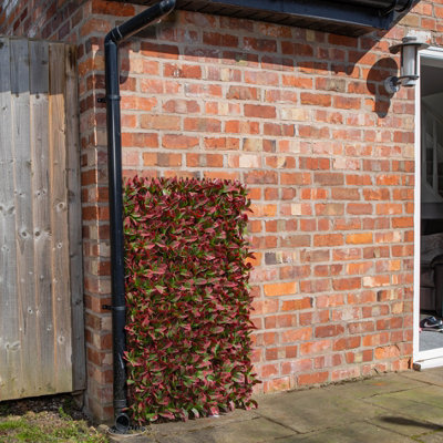 100cm x 200cm Artificial Fence Garden Trellis Privacy Screening Indoor Outdoor Wall Panel - Red Beech Leaf - 3