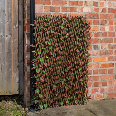 100cm x 200cm Artificial Fence Garden Trellis Privacy Screening Indoor Outdoor Wall Panel - Red Beech Leaf - 4