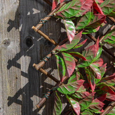 100cm x 200cm Artificial Fence Garden Trellis Privacy Screening Indoor Outdoor Wall Panel - Red Beech Leaf - 5