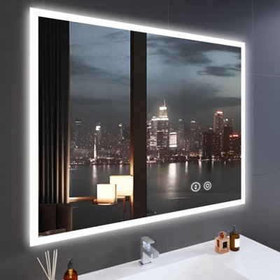 100CM x 80CM LED Bathroom Mirror,Anti-Fog,Dimmable,Wall Mounted
