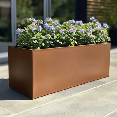 100cm Zinc Galvanised Copper Trough Planter - 3