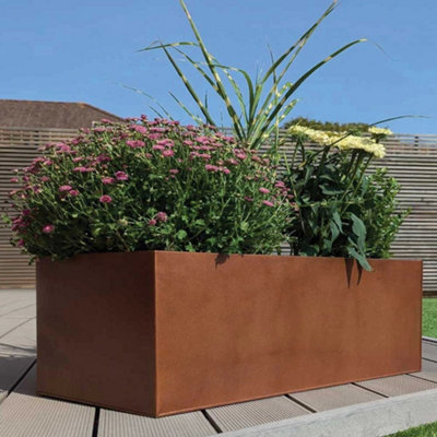100cm Zinc Galvanised Copper Trough Planter - 4