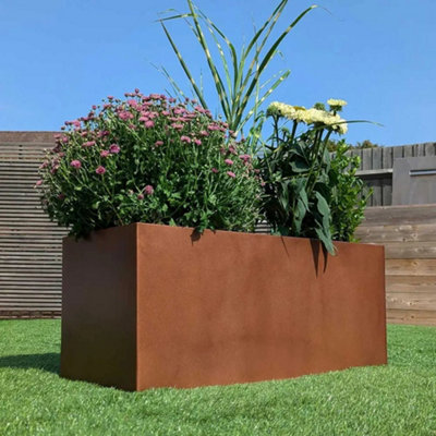 100cm Zinc Galvanised Copper Trough Planter - 5