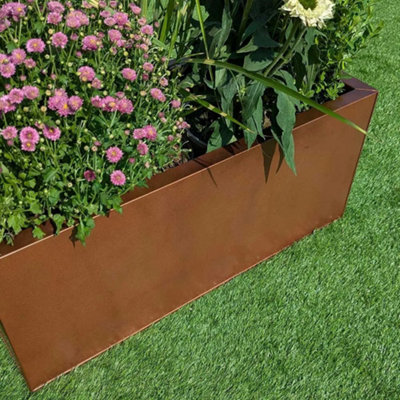 100cm Zinc Galvanised Copper Trough Planter - 7