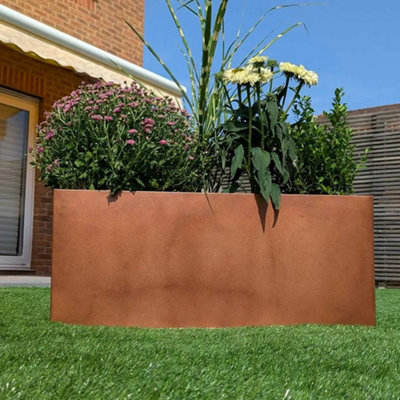 100cm Zinc Galvanised Copper Trough Planter - 8