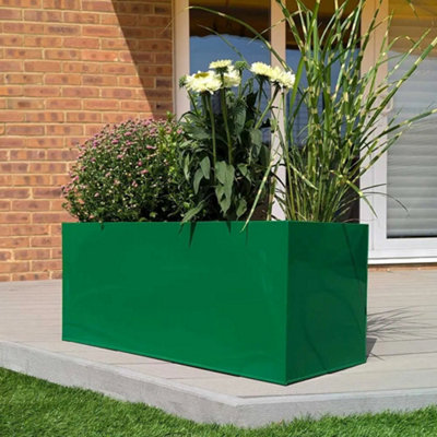 100cm Zinc Galvanised Emerald Green Trough Planter