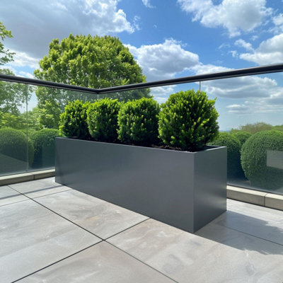 100cm Zinc Galvanised Matte Grey Trough Planter