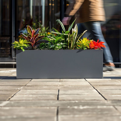 100cm Zinc Galvanised Matte Grey Trough Planter