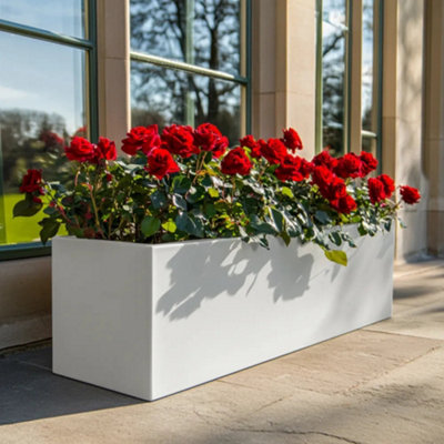 100cm Zinc Galvanised Matte White Trough Planter