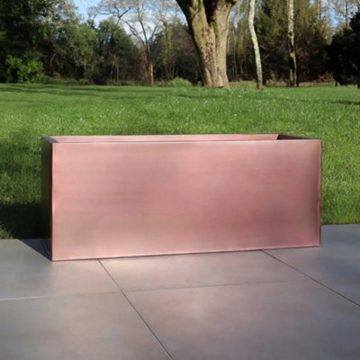 100cm Zinc Galvanised Rose Gold Trough Planter