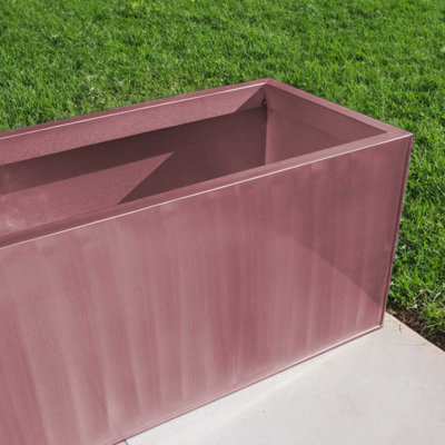 100cm Zinc Galvanised Rose Gold Trough Planter