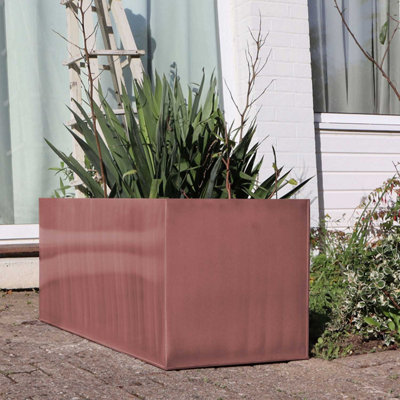 100cm Zinc Galvanised Rose Gold Trough Planter