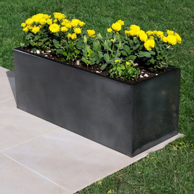 100cm Zinc Platinium Black Trough Planter