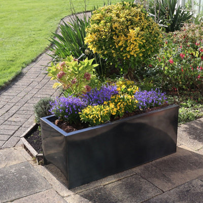 100cm Zinc Platinium Black Trough Planter