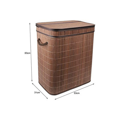 100L Bamboo Laundry Basket with Flip Lid Large Folding Clothes Hamper Washing Bin with 2 Compartments Sections - 4