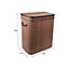100L Bamboo Laundry Basket with Flip Lid Large Folding Clothes Hamper Washing Bin with 2 Compartments Sections