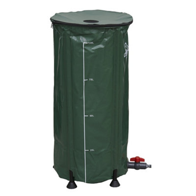 100L Collapsible Garden Water Butt & Drain Tap - Outdoor Storage Gardening Tank - 5