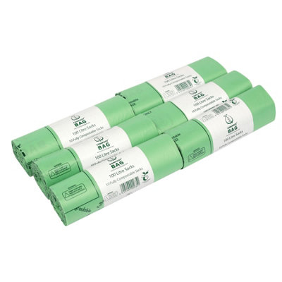 100L Compost Bag Compostable Heavy Duty Sacks - 6 Rolls