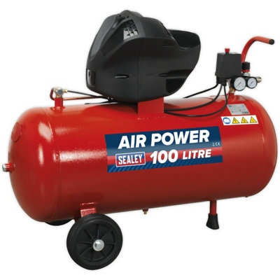 100L Direct Drive Air Compressor - Oil Free V-Twin Pump - 3 hp Induction Motor - 3