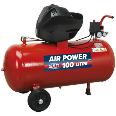 100L Direct Drive Air Compressor - Oil Free V-Twin Pump - 3 hp Induction Motor