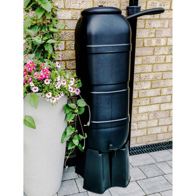 100L Garden Round Plastic Water Butt Set Including Tap With Stand and Filler Kit - 3