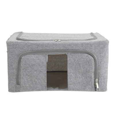 100L Metal Frame Storage Bag Fabric Storage Box with Window in Grey - 3
