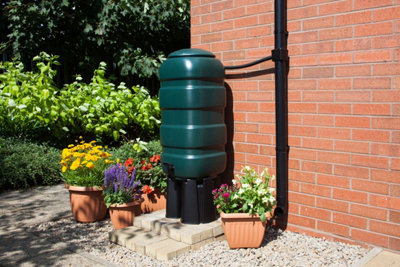 100L Slimline Water Butt Set Space Saving Water Container Stand Tap & Diverter