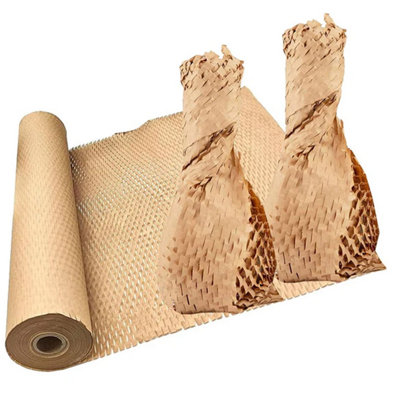 100m (2 Rolls) Brown Honeycomb Packing Wrapping Void Filling 400mm Hive Cushioning Paper Rolls