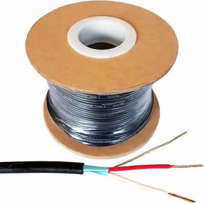 100m (330 ft) - 2 Core Shielded Screened Audio Cable PURE COPPER Microphone Lead Reel