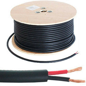 100m (330 ft) - Double Insulated Speaker Cable 1.15mm Black 100V Line Volt PA System Reel Drum