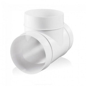 100m 4" - Blauberg Round Circular Plastic Ventilation Duct Pipe T Joint Piece