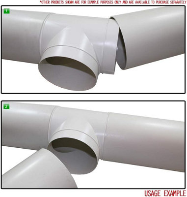 100m 4" - Blauberg Round Circular Plastic Ventilation Duct Pipe T Joint Piece - 5