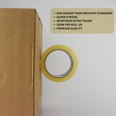 100M CLEAR TAPE 75MM CORE 6 PACK SUPER STRONG STICKY TAPE FITS DISPENSERS