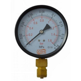 100mm 1,6 Bar Side Entry Manometer Pressure Gauge M20x1,5 + 1/2" BSP Reduction