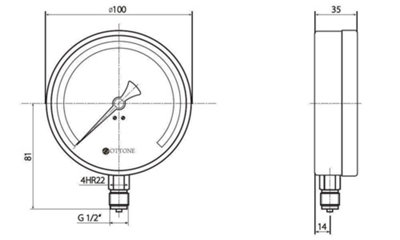 100mm 10 Bar Pressure Gauge Air Oil Water Meter 1/2" BSPT Side Entry Manometer
