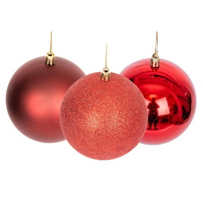 100mm/3Pcs Christmas Baubles Shatterproof Dark Red,Tree Decorations Price Comparisons | Compare The Build