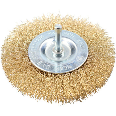 100mm 4" Wide Flat Steel Wire Brush for Drills Brass Coated Rust Paint