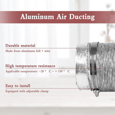 100mm dia Blauberg Aluminium Flexible Exhaust Ducting Pipe Fume ventilator High temperature 5m Long